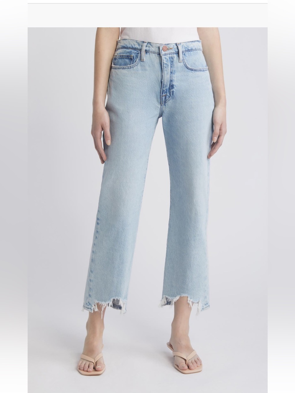 Frame Denim Le Jane Chew Hem Cropped Jeans in Fizz Indigo